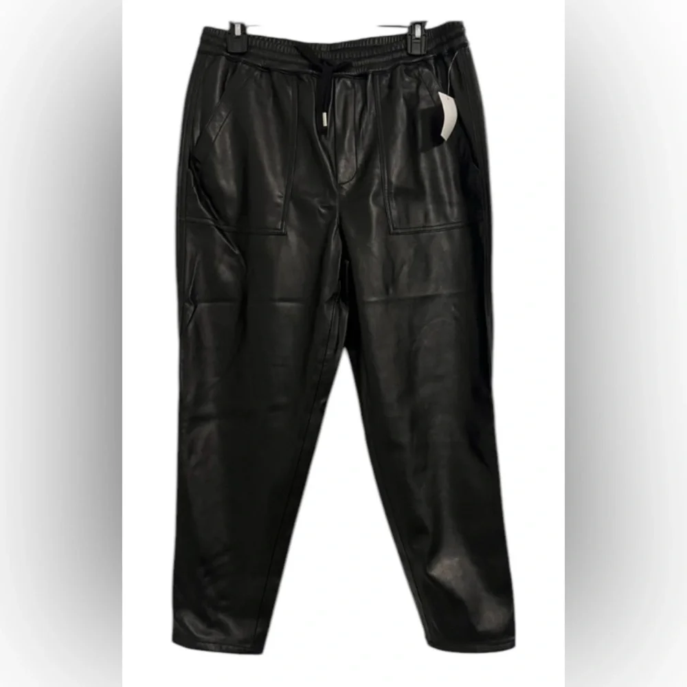 NWOT Blank NYC Size 29 faux leather black pants with elastic & drawstring waist